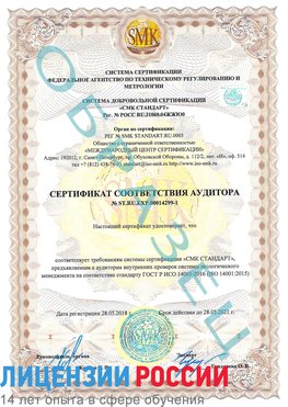 Образец сертификата соответствия аудитора №ST.RU.EXP.00014299-1 Сысерть Сертификат ISO 14001